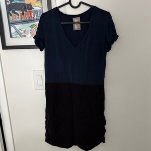 dolan Two-Tone V-Neck Mini Dress in Navy and Black